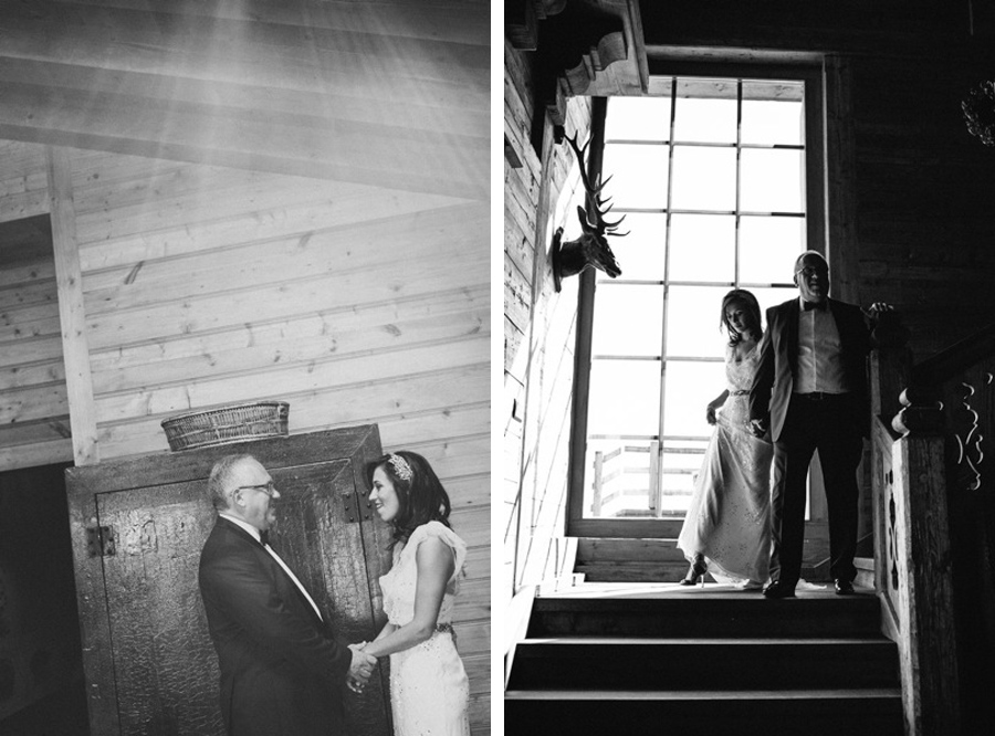 bride and her father walking down the isle for the wedding at LeCrans Hotel in Crans-Montana