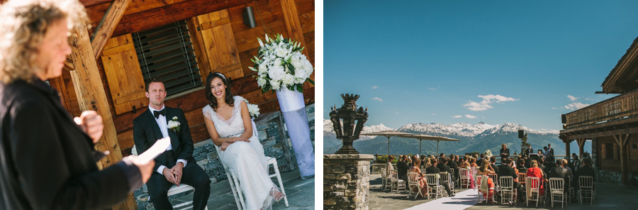 wedding ceremony at LeCrans Hotel in Crans-Montana, Switzerland