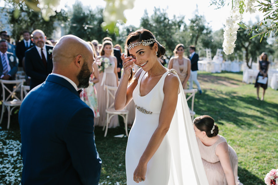 bride in tears at wedding in fasano