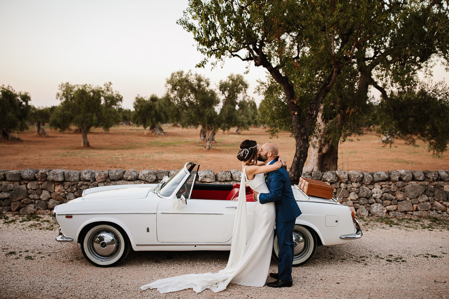 alfa romeo wedding portrait bride and groom