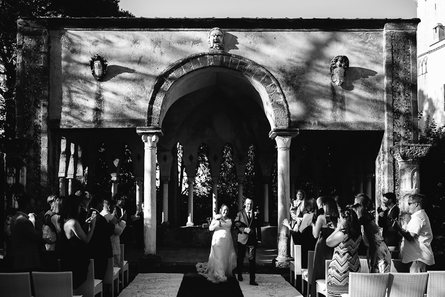 bride and groom after wedding ceremony