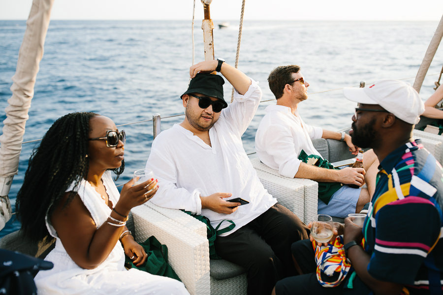 same-sex wedding sailboat trip in amaldi