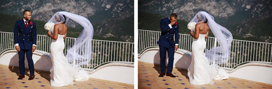 emotional first look ravello wedding