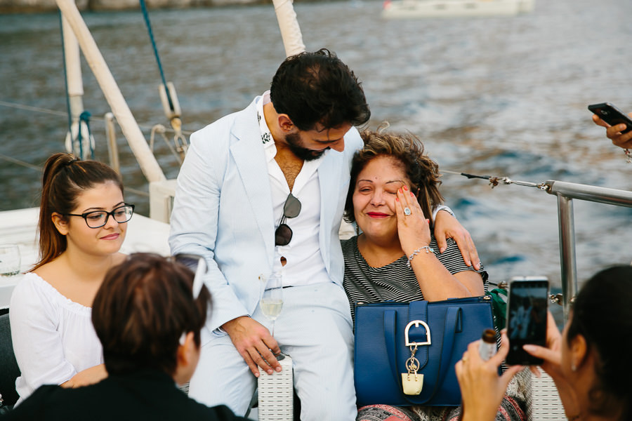 rehearsal dinner on a sailboat in amalfi coast