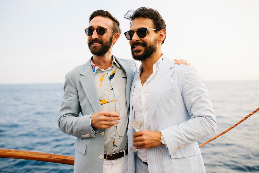 rehearsal dinner on a sailboat in amalfi coast