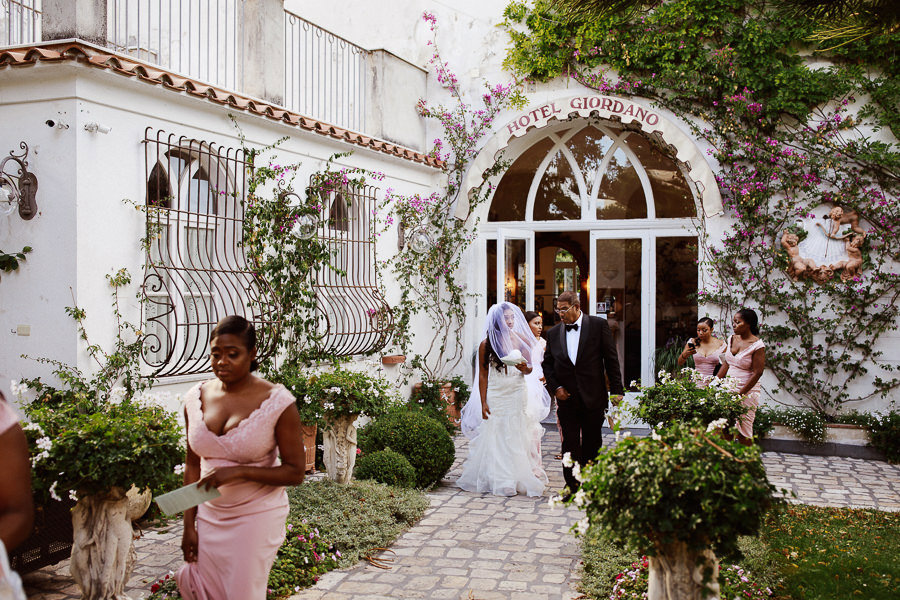 Bride Getting Ready for wedding in Ravello Hotel Eva