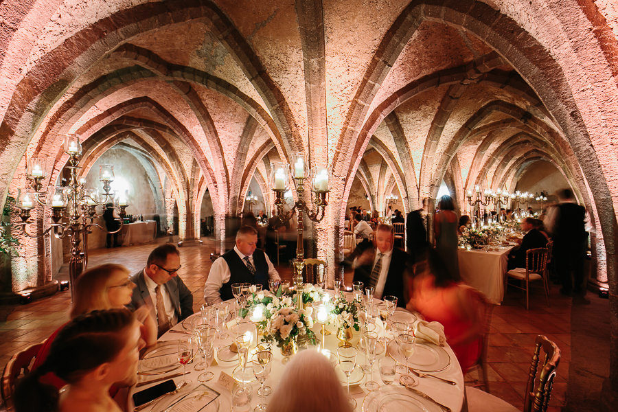 villa cimbrone wedding reception photographer at the crypt