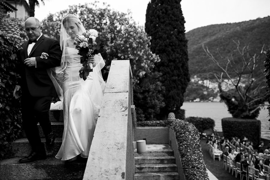 bride getting ready for wedding on lake como