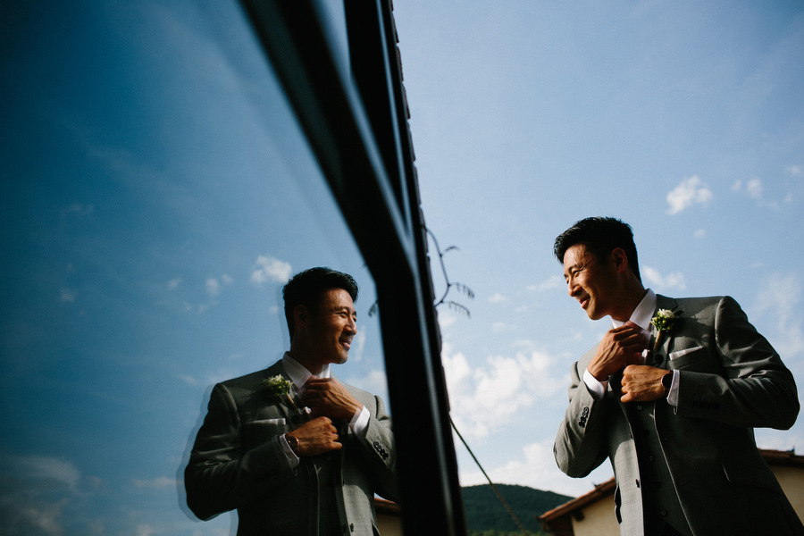 Groom Getting Ready Villa Baroncino Italy Wedding Photographer