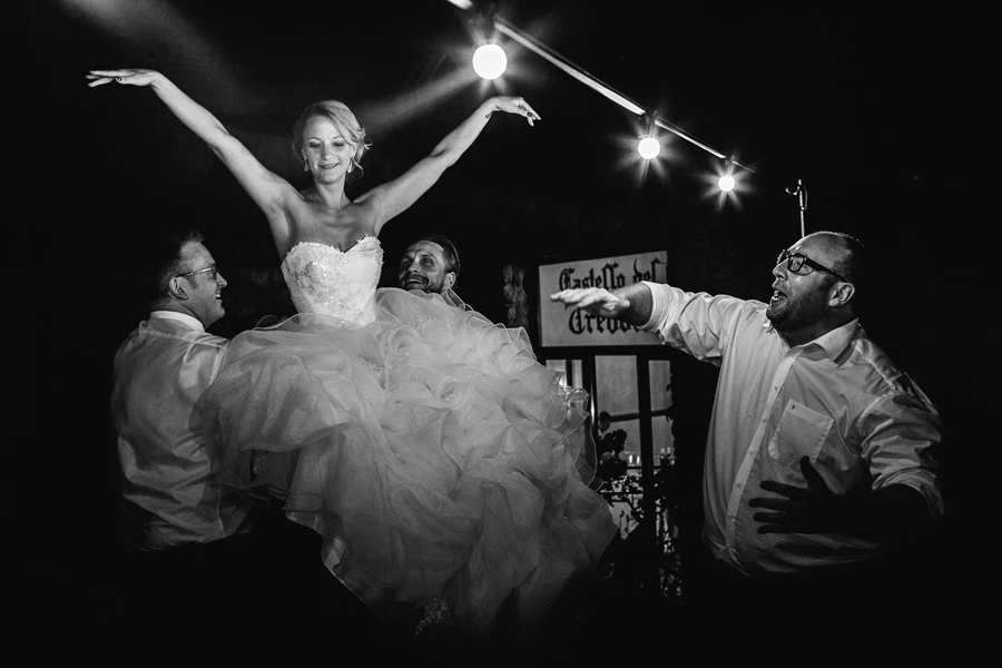 Bride dancing During wedding reception in Italy