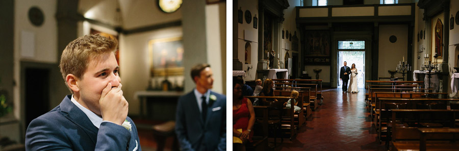 groom sees his bride for the first time and cries during wedding