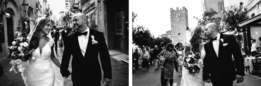 bride and groom kiss sicily