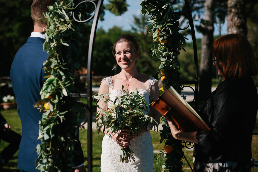 Bride smiling at Groom at Wedding in Umbria