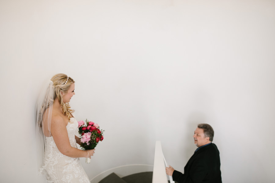 Bride seeing her dad the first time at Hotel Villa Aurora Lezzen