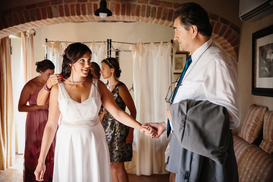 Bride getting ready for wedding at casa cornacchi