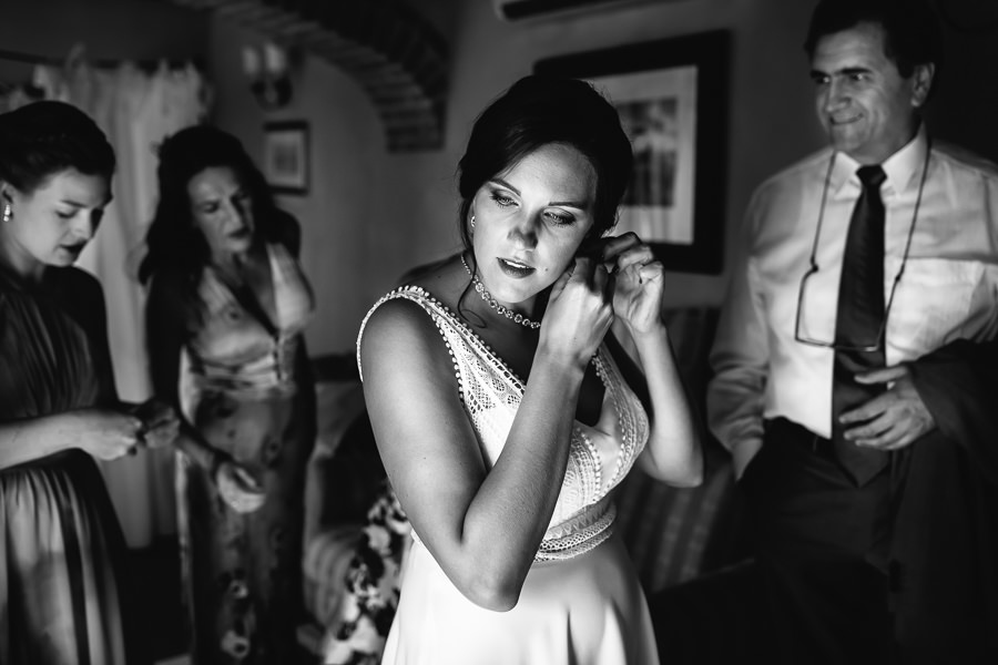 Bride getting ready for wedding at casa cornacchi