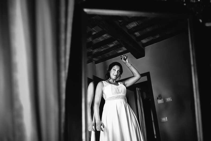 Bride getting ready for wedding at casa cornacchi