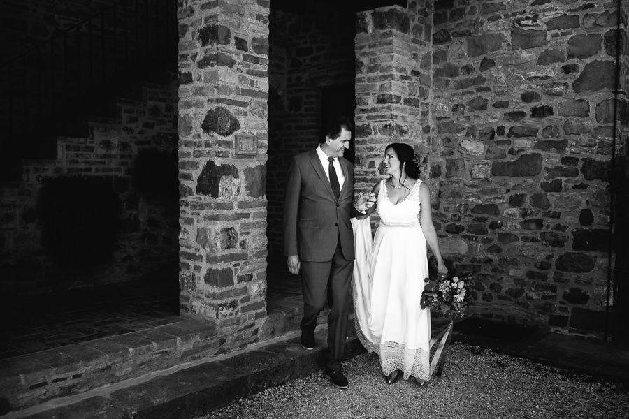 bride walking down the aisle in tuscany