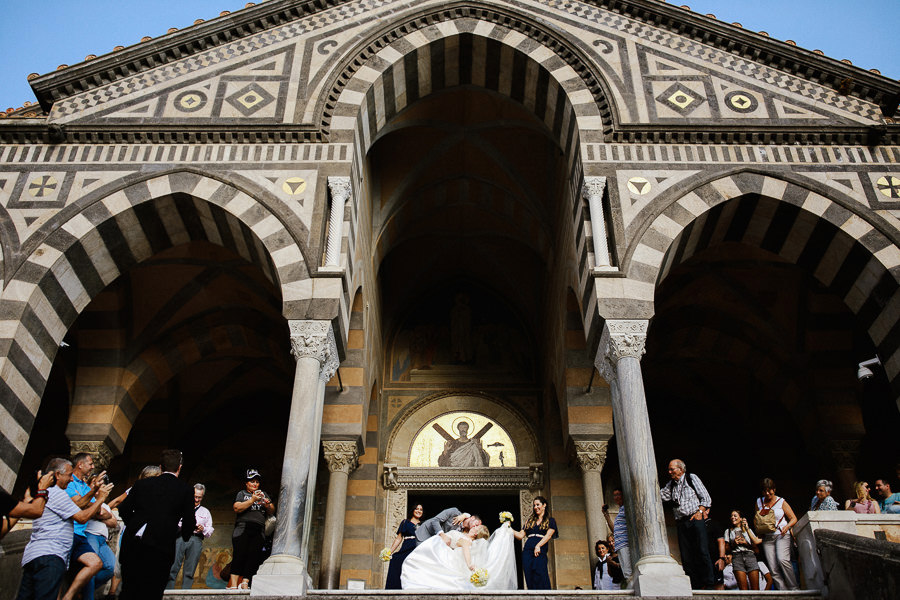 Funny Candid Moment during Wedding Ceremony in Amalfi Coast