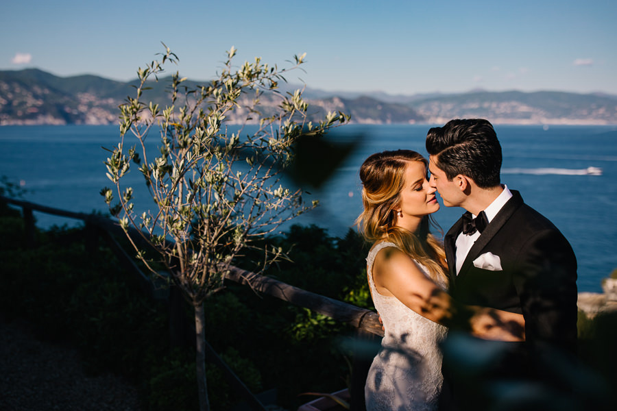 Groom drinking beer in Portofino