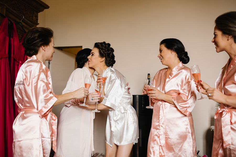 Bride and Bridesmaids before wedding ceremony