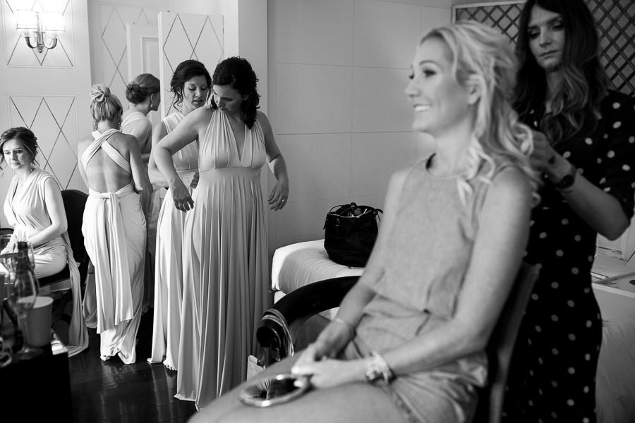 Bride getting ready at Villa Cora