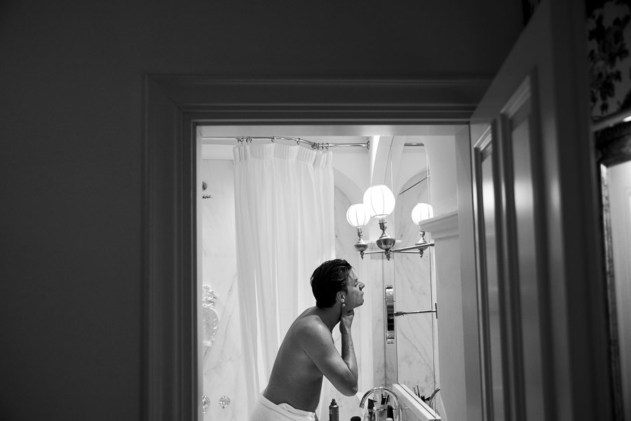 Bride getting ready at Villa Cora