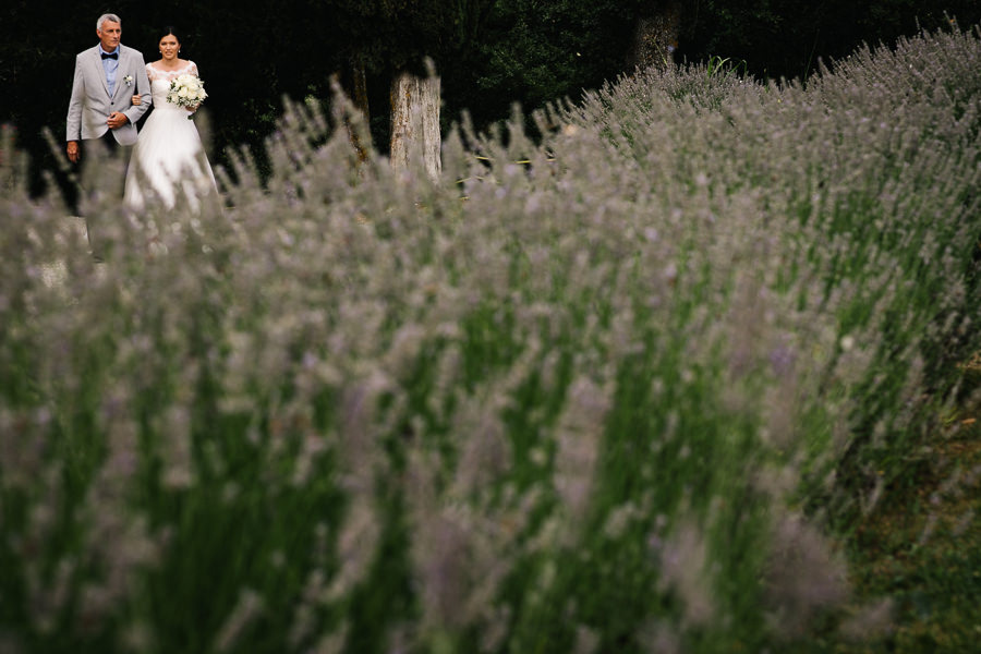 Bride and her bouquet before wedding ceremony in tuscany