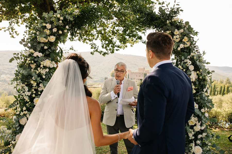 wedding ceremony in the garden of the castle