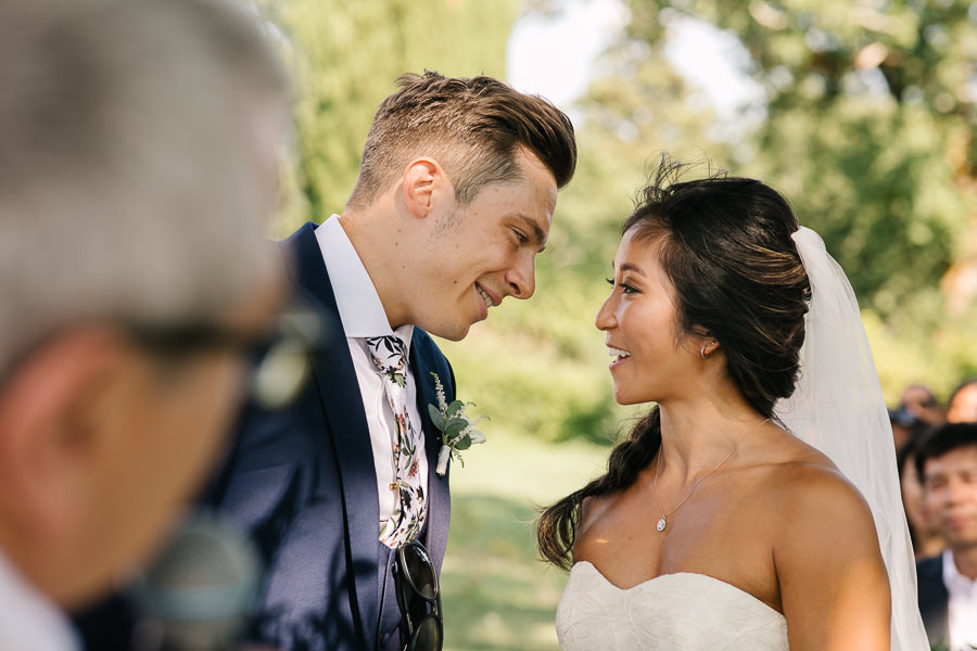 wedding ceremony in the garden of the castle