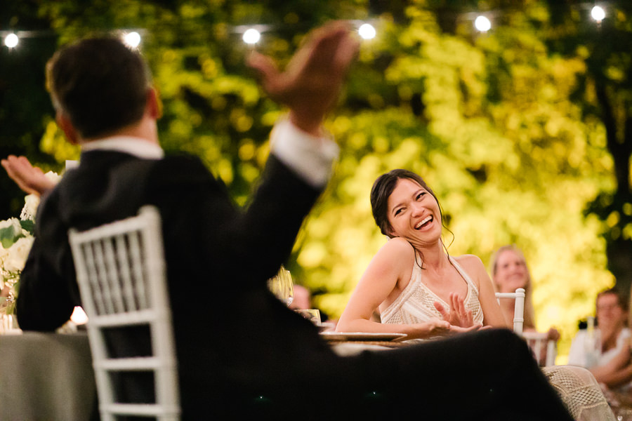 Long exposure wedding dinner photo