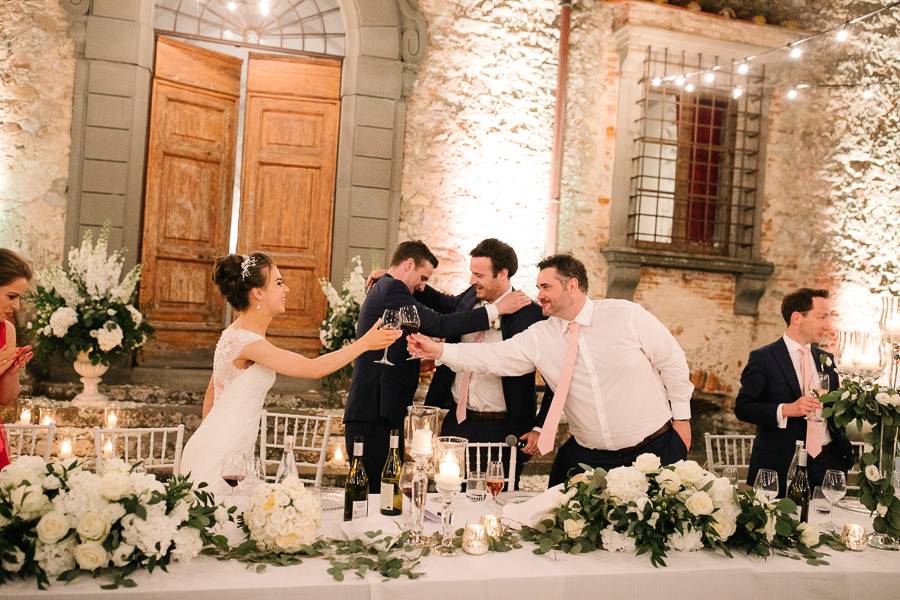 Speeches during wedding dinner in Tuscany